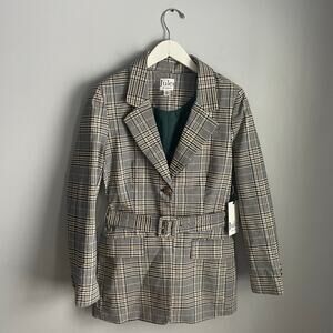 Jules & Leopold Belted Blazer Plaid Preppy Heritage Equestrian Academia sz M New